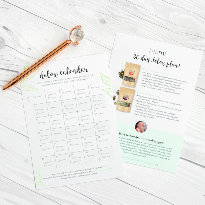 Teami Blends 30 Day Detox Calendar