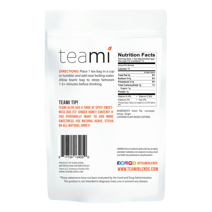 Teami Alive Tea Blend back