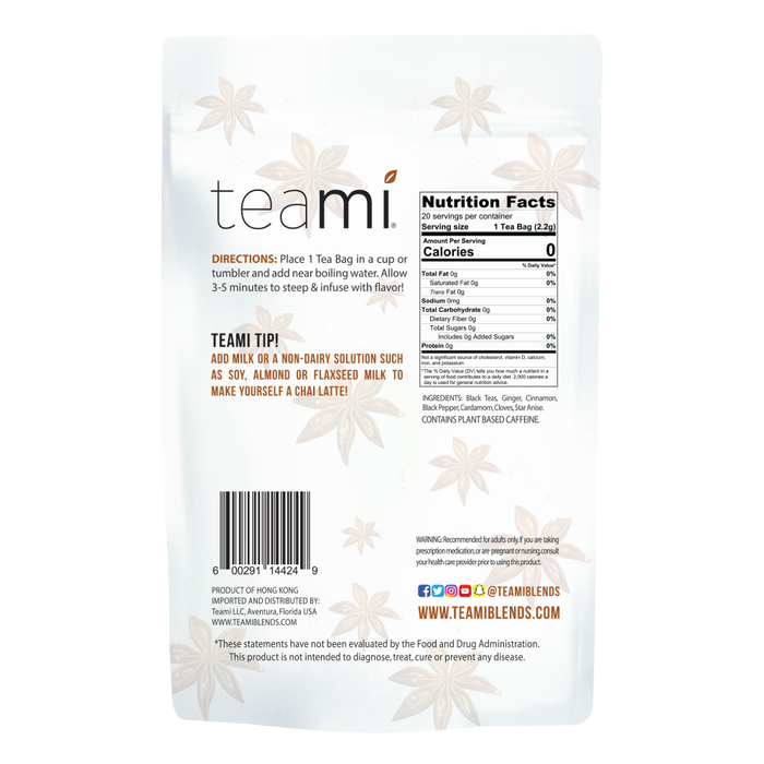 Teami Chai Tea Blend back