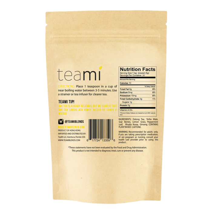 Teami Energy Tea Blend back